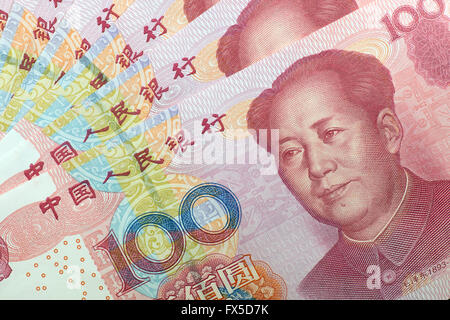 Monnaie chinoise yuan closeup Banque D'Images