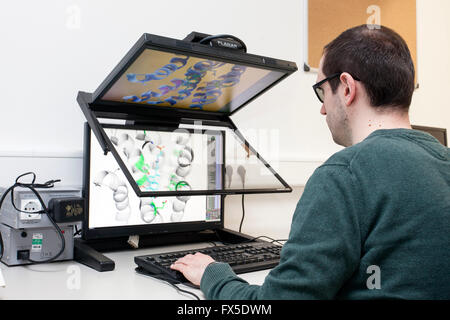 Les scientifiques sur un moniteur 3D à l'Université Heinrich-Heine à Düsseldorf Banque D'Images