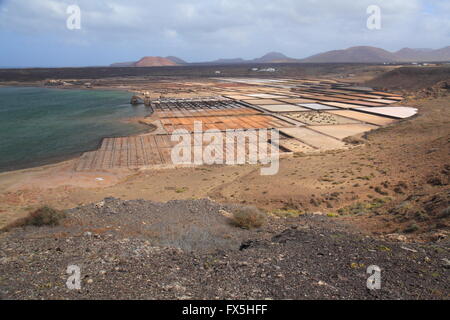 Salinas de Janubio (salines) près de Yaiza, Lanzarote, Îles Canaries Banque D'Images