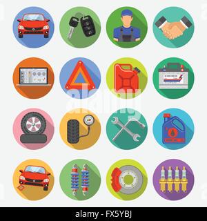 Service de voiture Vector Icons Set Illustration de Vecteur