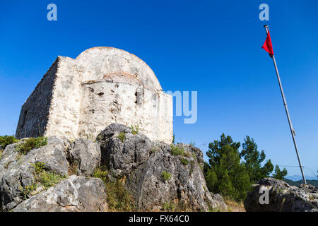 Ruines de l'église orthodoxe abandonnés à Kayakoy village au sud de Fethiye dans le sud-ouest de la Turquie Banque D'Images