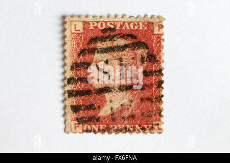 Timbre rouge penny victorienne Banque D'Images