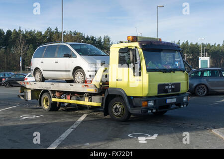 Location de véhicule-remorquage autoroute, mise à par, Bavière, Allemagne Banque D'Images