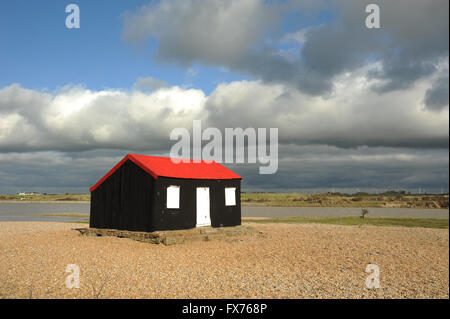 Maison de pêcheur à Rye avec ciel bleu et nuages Banque D'Images