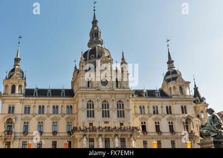 L'hôtel de ville Rathaus ou façade dans Graz, Autriche Banque D'Images