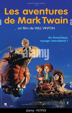 Les aventures de Mark Twain Année : 1985 USA Réalisation : affiche de film d'Animation sera Vinton (Fr) Banque D'Images