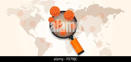 Épidémie de virus pandémique se propager autour de la carte du monde Illustration de Vecteur