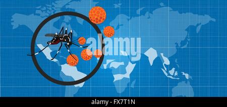 Zika virus zica masquito aotubreak pandémie la propagation de l'espèce Aedes aegypti Illustration de Vecteur