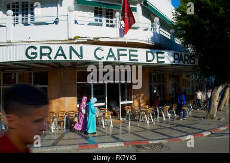 Maroc, Tanger Grand Cafe de Paris nouvelle ville Banque D'Images