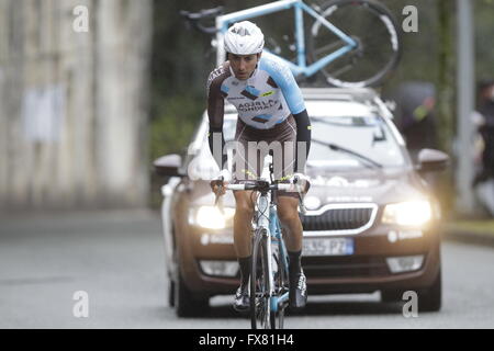 Eibar, Espagne, le 9 avril 2016, Matteo Montaguti pendant le contre-la-montre contre Eibar - Andrézieux-bouthéon du Tour du Pays Basque Banque D'Images