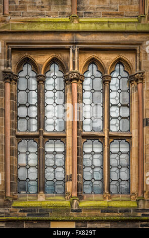 Une des fenêtres sur l'ancien bâtiment principal de l'université de Glasgow en Ecosse. Banque D'Images