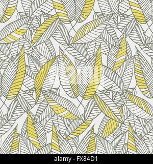 Modèle de feuille florale. Motif feuilles répétant. Vector illustration fait main Illustration de Vecteur