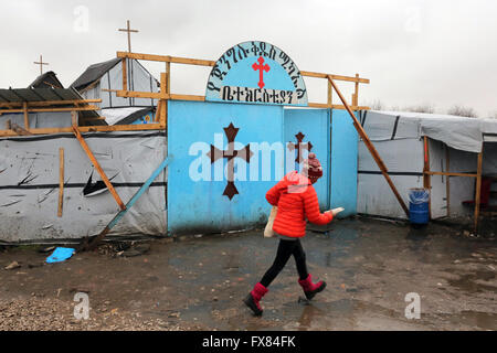 Église orthodoxe éthiopienne dans la soi-disant jungle camp de réfugiés, Calais, France Banque D'Images