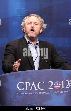 Commentateur et éditeur conservateur Andrew Breitbart traite de l'Union conservatrice américaine annuelle conférence CPAC le 10 février 2012 à Washington, DC.. Banque D'Images