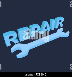 Touche symbole de réparation d'outils de texte 3d entretien d'illustration vectorielle Illustration de Vecteur