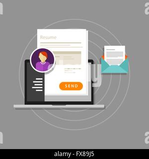Curriculum vitae cv cv recrutement en ligne Envoyer travail papier Illustration de Vecteur