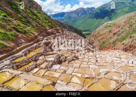 Sel Piscines à Maras inca dans la Vallée Sacrée des Incas au Pérou Banque D'Images