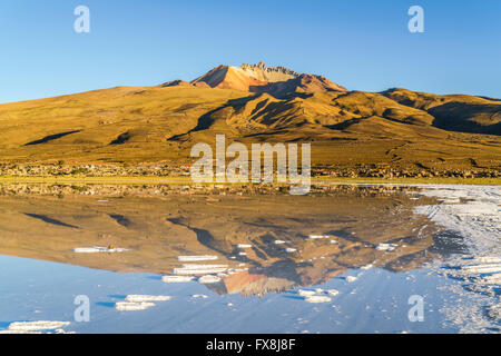 Volcan dormant et Coqueza au Village Salar de Uyuni en Bolivie Banque D'Images