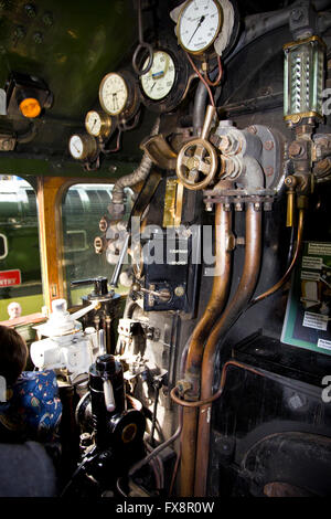 À l'intérieur de la cabine de l'Flying Scotsman au National Railway Museum, York, Yorkshire Nth Banque D'Images