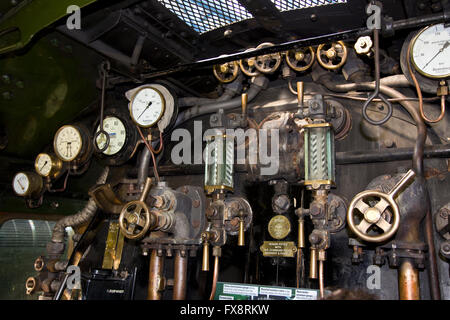 À l'intérieur de la cabine de l'Flying Scotsman au National Railway Museum, York, Yorkshire Nth Banque D'Images