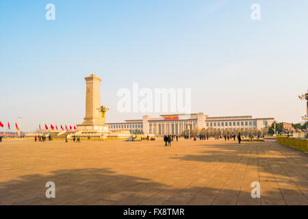 Monument aux héros du peuple sur la Place Tian'anmen, à Beijing Banque D'Images