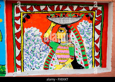 L'équitation king, mur peint à l'occasion de 'Pahela Boishak Bengali, le Nouvel An. Jahangir Alam © Onuchcha/ Alamy Banque D'Images