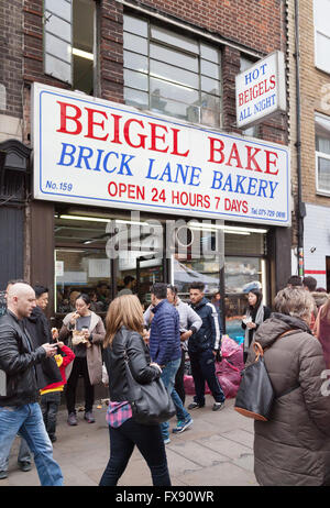 Brick Lane Beigel Bake extérieur Boulangerie, Brick Lane, Spitalfields, East London UK Banque D'Images