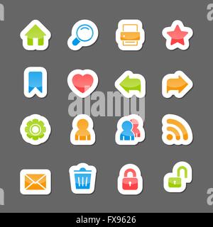 Les éléments de l'interface de mise en page du site Web de cartoon stickers Illustration de Vecteur