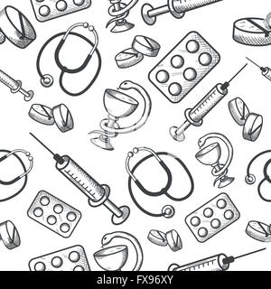 Seamless background d'articles médicaux Illustration de Vecteur