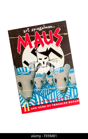 Maus A Survivor's Tale par Art Spiegelman. Couverture du volume II et ici mes ennuis ont commencé. Publié par Penguin en 1992. Banque D'Images