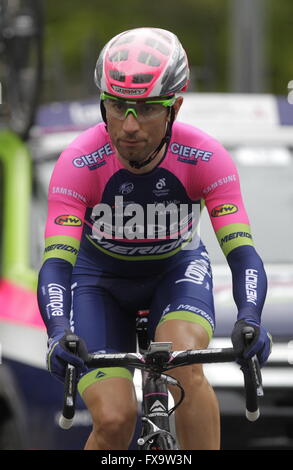 Eibar, Espagne, le 9 avril 2016, Diego Ulissi pendant le contre-la-montre contre Eibar - Andrézieux-bouthéon du Tour du Pays Basque Banque D'Images