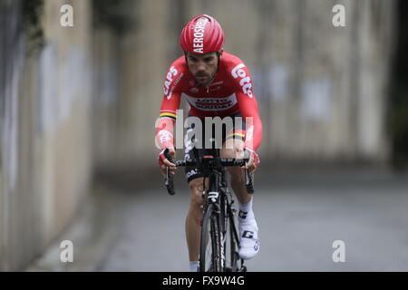 Eibar, Espagne, le 9 avril 2016 Maxime Monfort pendant le contre-la-montre contre Eibar - Andrézieux-bouthéon du Tour du Pays Basque Banque D'Images