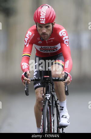 Eibar, Espagne, le 9 avril 2016 Maxime Monfort pendant le contre-la-montre contre Eibar - Andrézieux-bouthéon du Tour du Pays Basque Banque D'Images