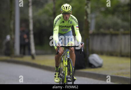 Eibar, Espagne, le 9 avril 2016 au cours de l'époque Romain Kreuziguer procès contre Eibar - Andrézieux-bouthéon du Tour du Pays Basque Banque D'Images