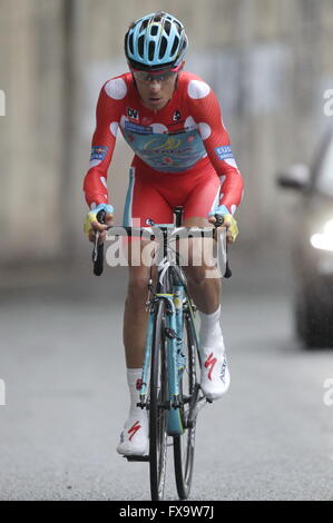 Eibar, Espagne, le 9 avril 2016, Diego Rosa au cours du temps, procès contre Eibar - Andrézieux-bouthéon du Tour du Pays Basque Banque D'Images