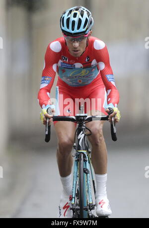 Eibar, Espagne, le 9 avril 2016, Diego Rosa au cours du temps, procès contre Eibar - Andrézieux-bouthéon du Tour du Pays Basque Banque D'Images