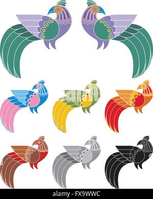 Vous pouvez placer un titre ou un autre texte entre ces deux oiseaux décoratifs. Vous trouverez ci-dessous quelques variations de couleurs différentes. Illustration de Vecteur