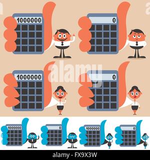 Personnage de holding. L'illustration est en 4 versions. Pas de transparence et des dégradés utilisés. Illustration de Vecteur