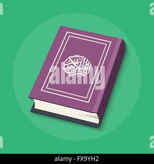 Vector illustration de livre islamique coran avec la calligraphie arabe qui signifie Al-Quran, le Saint Coran Illustration de Vecteur