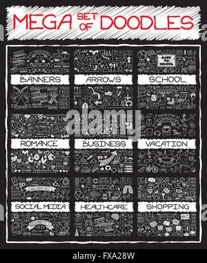 Jeu de MEGA doodles Illustration de Vecteur