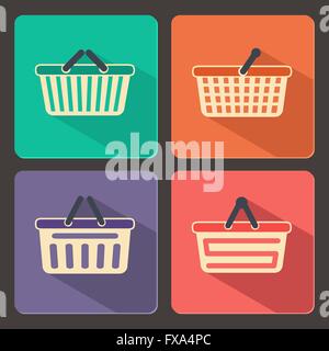 Ensemble d'icônes et de paniers paniers Illustration de Vecteur