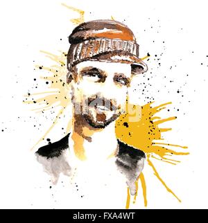 Hipster encre homme Illustration de Vecteur
