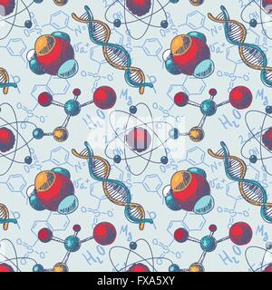 Seamless pattern molécule ADN Chimie Illustration de Vecteur