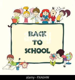 Kids school croquis banner Illustration de Vecteur