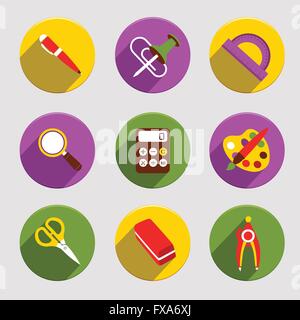 Télévision School Icons Set Illustration de Vecteur