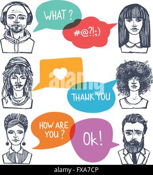 Groupe de personnes avec des bulles Illustration de Vecteur