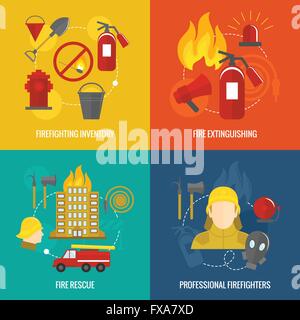 Les icônes de l'incendie composition Illustration de Vecteur