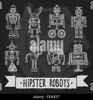 Jeu de robot Hipster Illustration de Vecteur