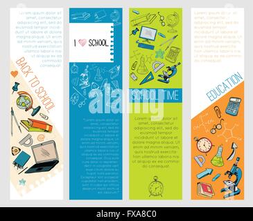 L'éducation scolaire infographie icônes bannières Illustration de Vecteur