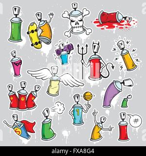 Des caractères Graffiti icons set Illustration de Vecteur